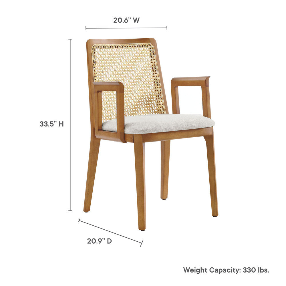 EEI-6844 Monarch Wood and Rattan Dining Armchair by Modway