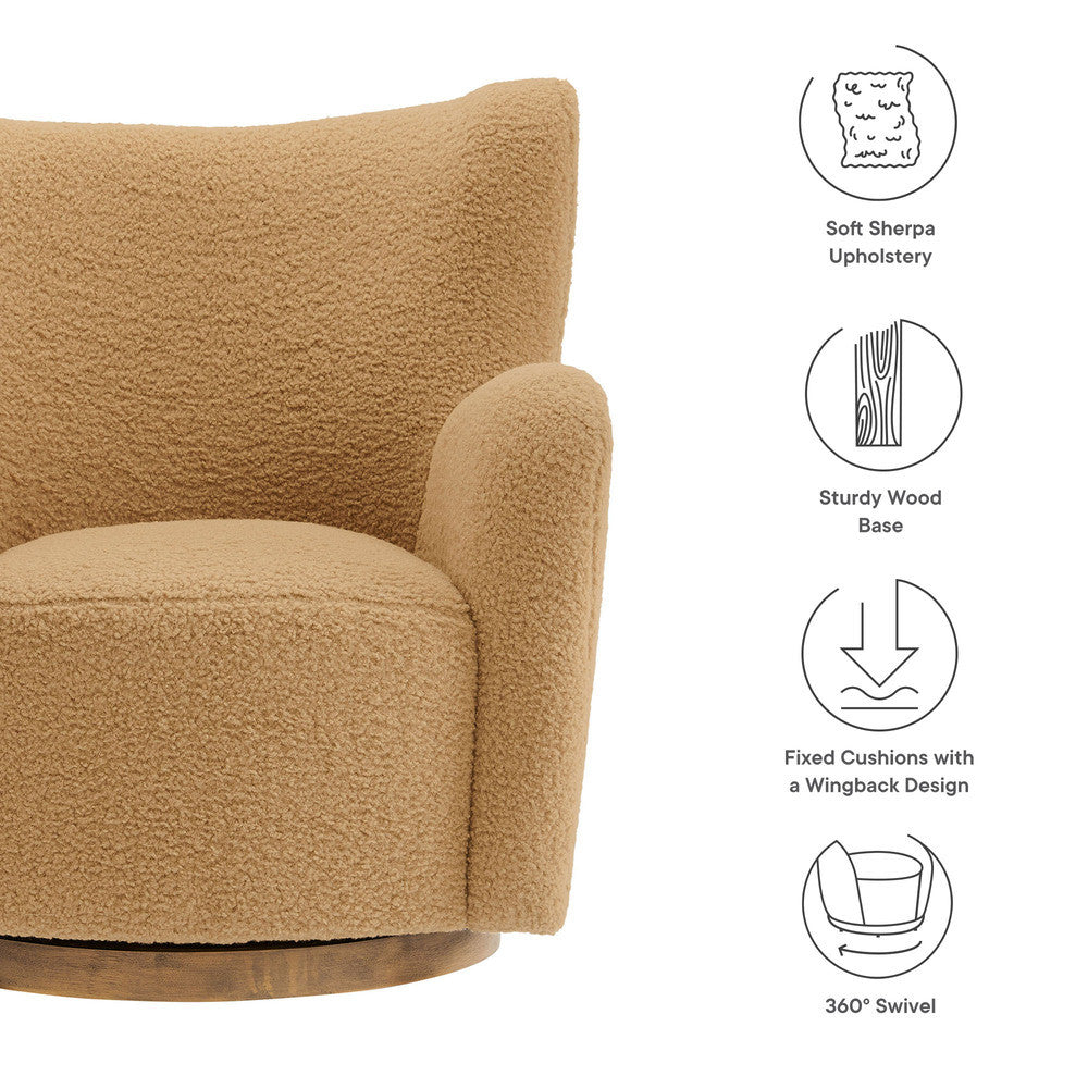 Modway Montrose Wingback Sherpa Swivel Accent Chair by Modway-EEI-7105