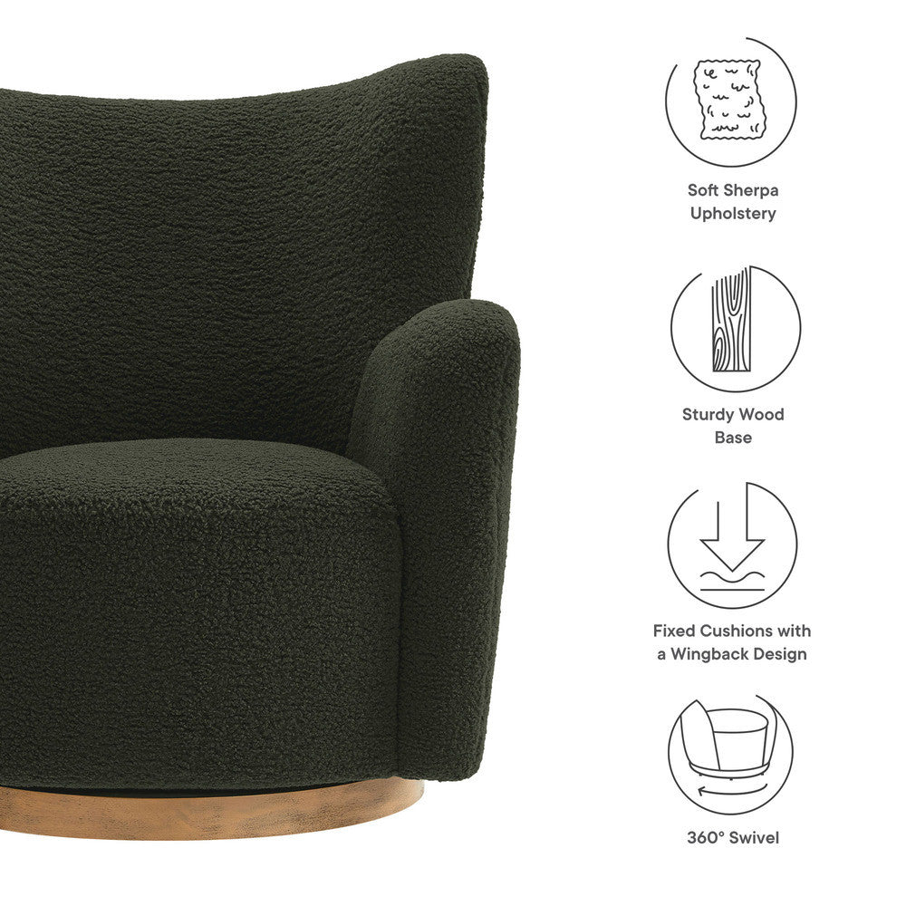 Modway Montrose Wingback Sherpa Swivel Accent Chair by Modway-EEI-7105