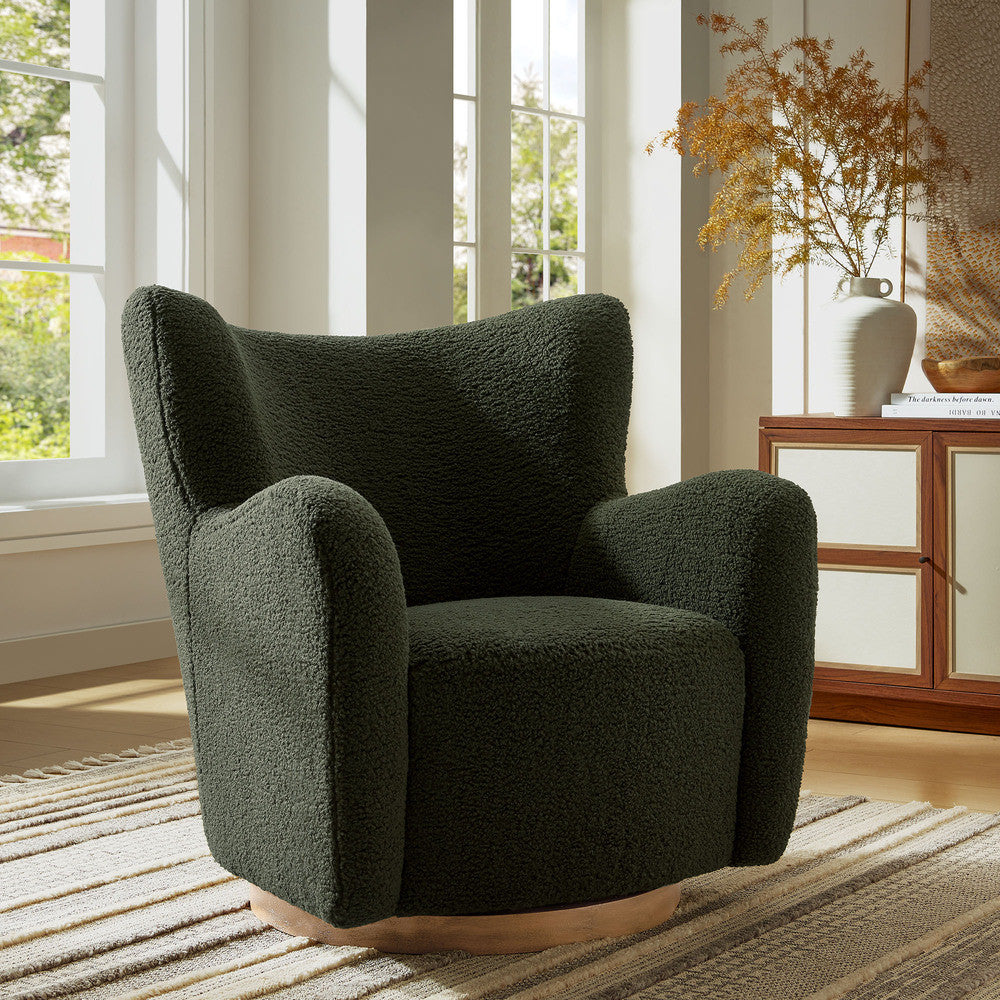 Modway Montrose Wingback Sherpa Swivel Accent Chair by Modway-EEI-7105