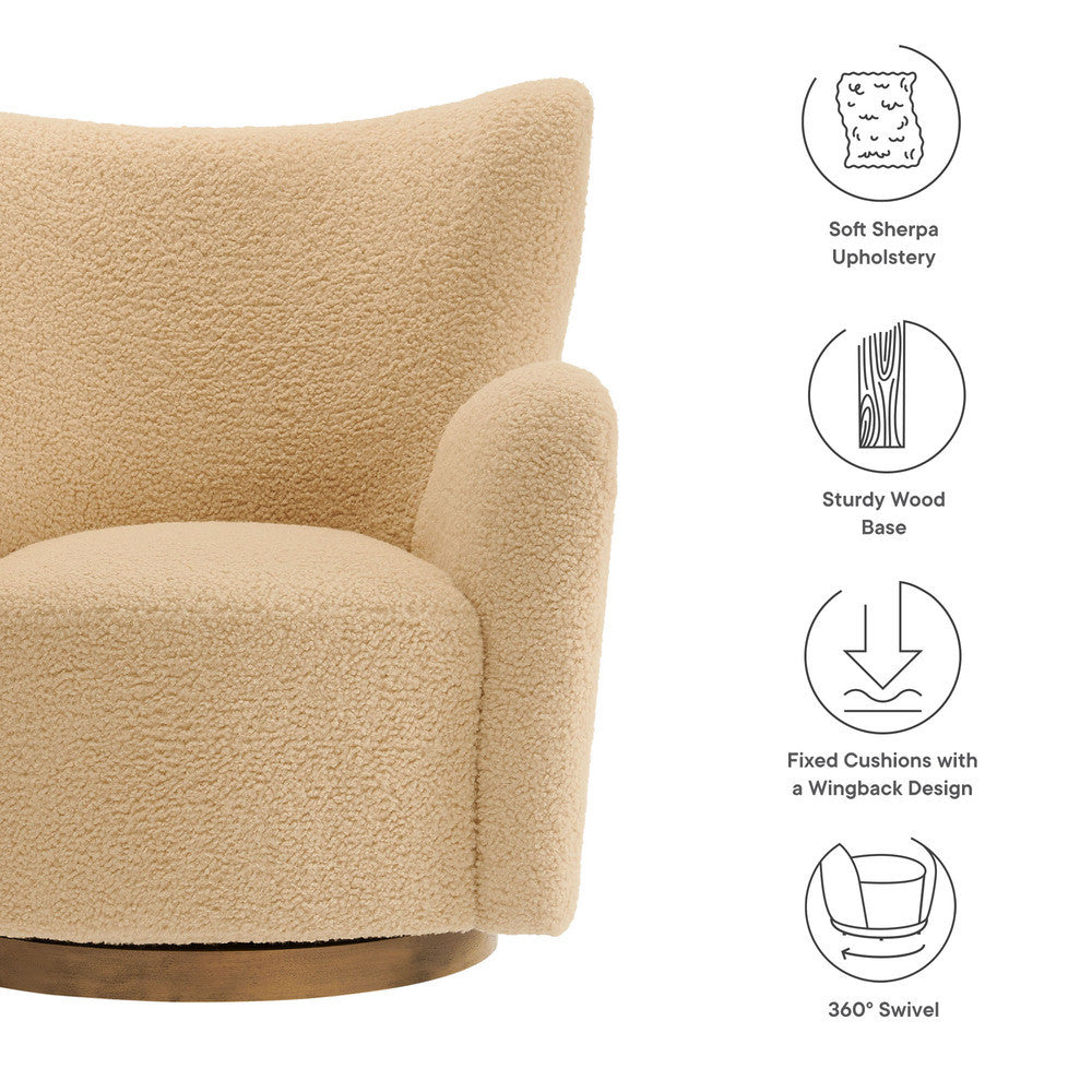 Modway Montrose Wingback Sherpa Swivel Accent Chair by Modway-EEI-7105