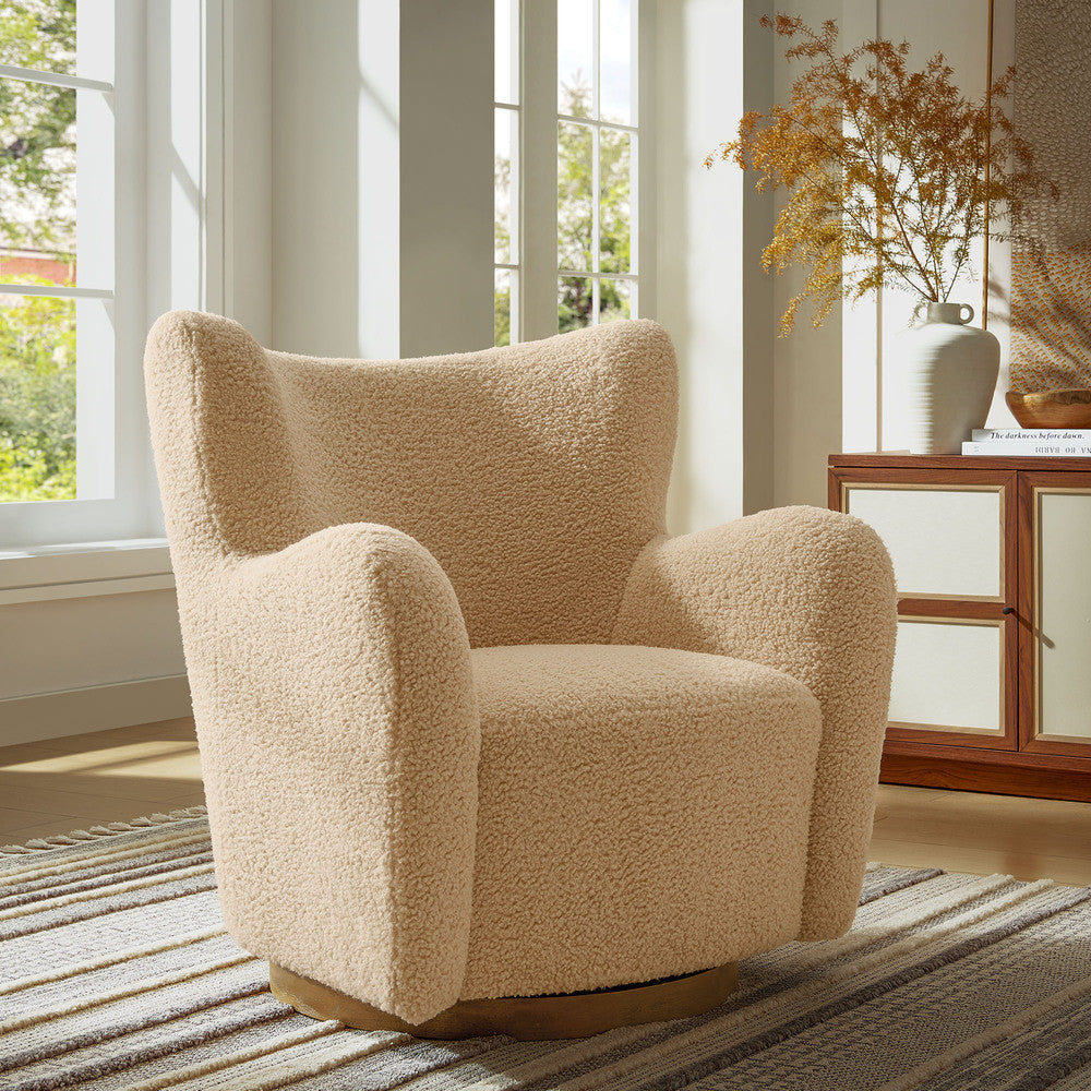 Modway Montrose Wingback Sherpa Swivel Accent Chair by Modway-EEI-7105