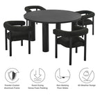 EEI-7063 Nautica 5-Piece Round Outdoor Patio Aluminum Dining Table and Chairs Set by Modway