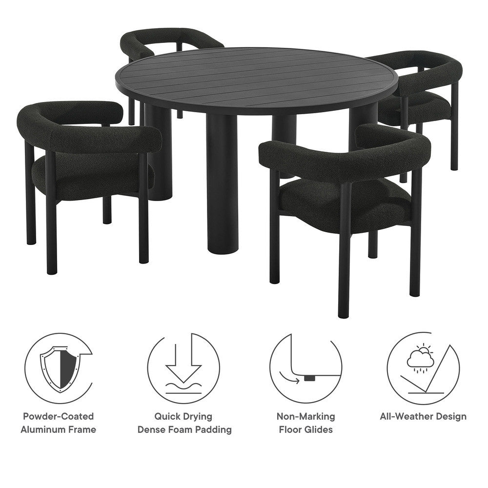 EEI-7063 Nautica 5-Piece Round Outdoor Patio Aluminum Dining Table and Chairs Set by Modway