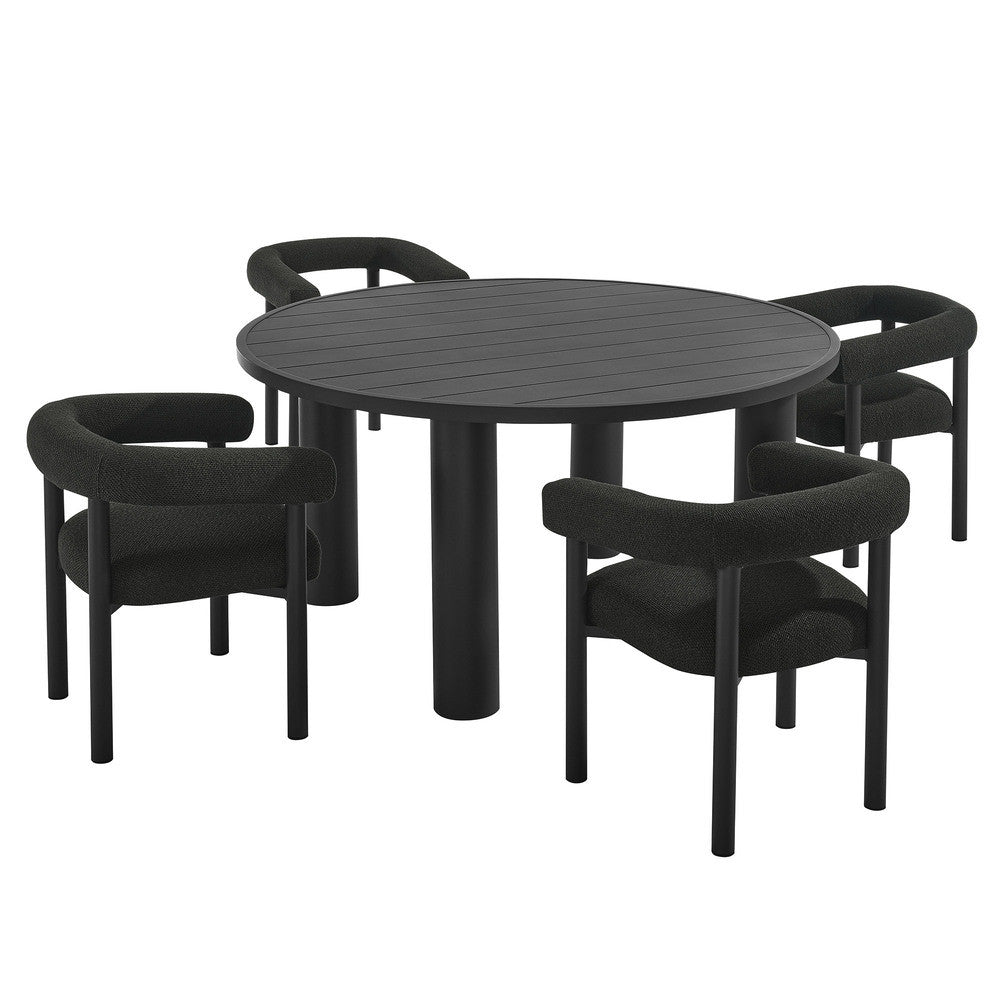 EEI-7063 Nautica 5-Piece Round Outdoor Patio Aluminum Dining Table and Chairs Set by Modway