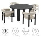 EEI-7063 Nautica 5-Piece Round Outdoor Patio Aluminum Dining Table and Chairs Set by Modway