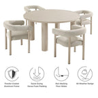 EEI-7063 Nautica 5-Piece Round Outdoor Patio Aluminum Dining Table and Chairs Set by Modway