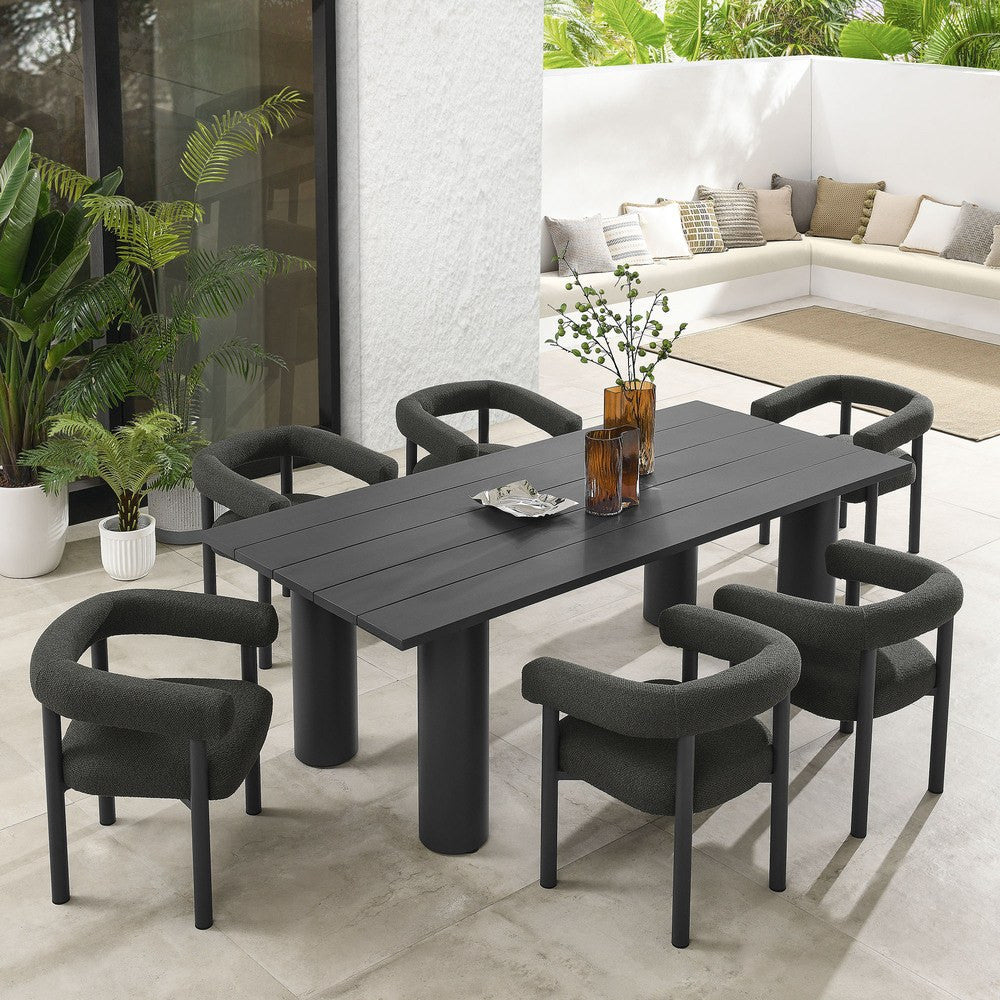 EEI-7062 Nautica 7-Piece Rectangular Outdoor Patio Aluminum Dining Table and Chairs Set by Modway