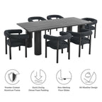 EEI-7062 Nautica 7-Piece Rectangular Outdoor Patio Aluminum Dining Table and Chairs Set by Modway