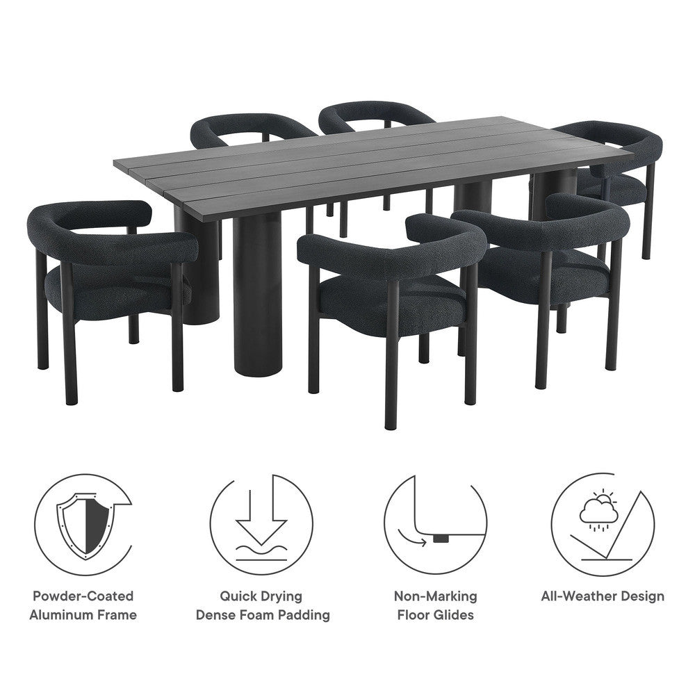 EEI-7062 Nautica 7-Piece Rectangular Outdoor Patio Aluminum Dining Table and Chairs Set by Modway
