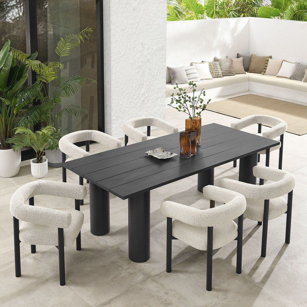 EEI-7062 Nautica 7-Piece Rectangular Outdoor Patio Aluminum Dining Table and Chairs Set by Modway