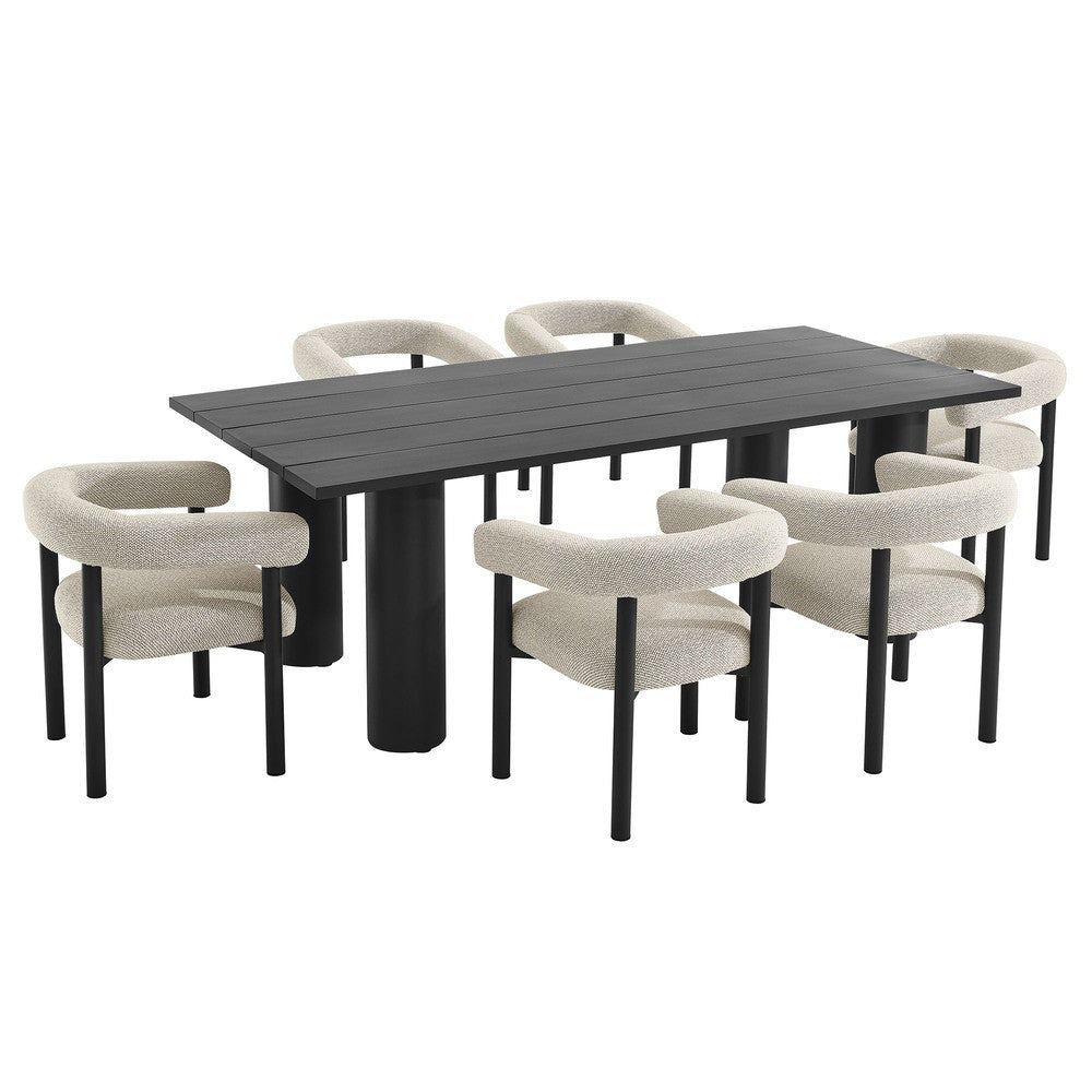 EEI-7062 Nautica 7-Piece Rectangular Outdoor Patio Aluminum Dining Table and Chairs Set by Modway