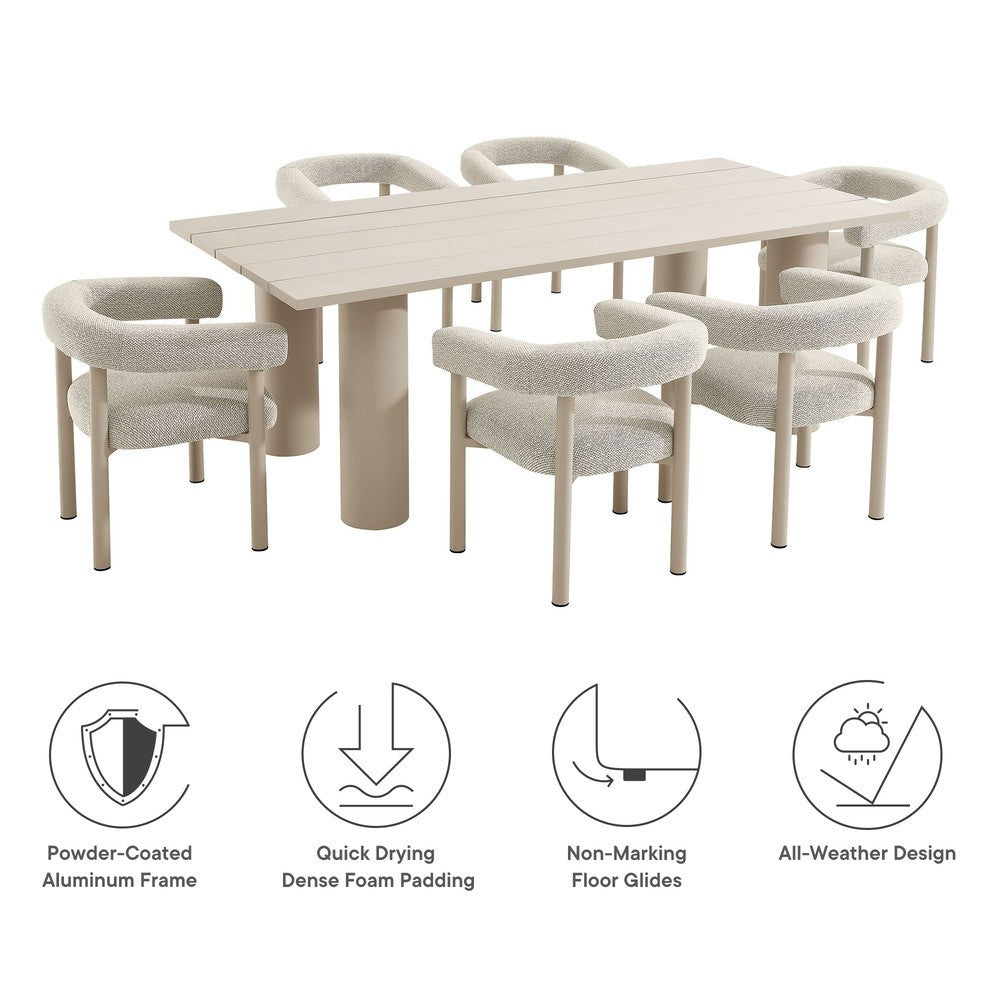 EEI-7062 Nautica 7-Piece Rectangular Outdoor Patio Aluminum Dining Table and Chairs Set by Modway