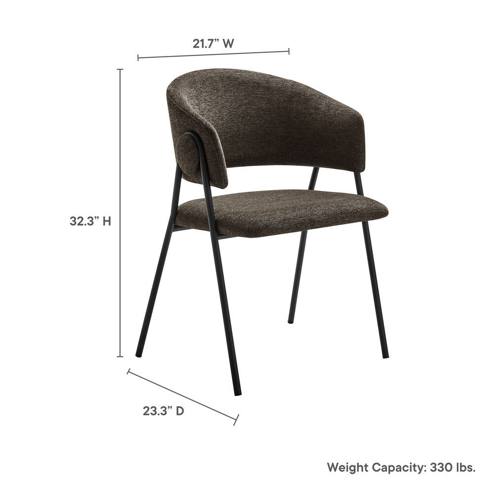 EEI-7045-JAV-BLK Nella Upholstered Heathered Chenille Dining Chairs Set of 2 by Modway