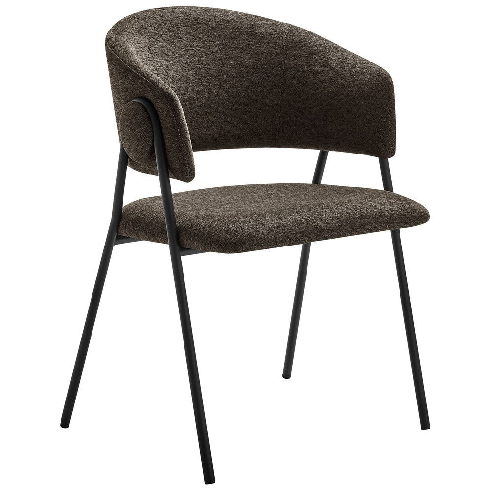 EEI-7045-JAV-BLK Nella Upholstered Heathered Chenille Dining Chairs Set of 2 by Modway
