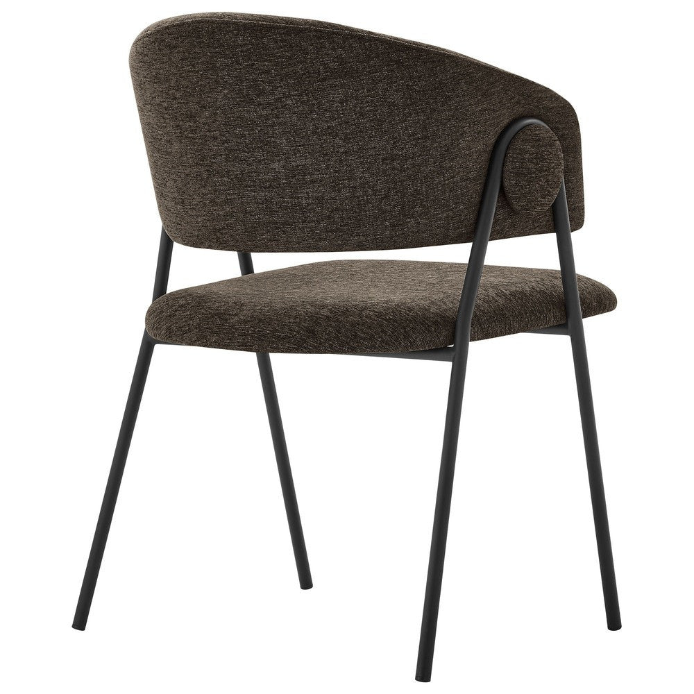 EEI-7045-JAV-BLK Nella Upholstered Heathered Chenille Dining Chairs Set of 2 by Modway