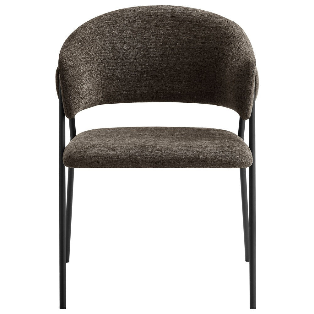 EEI-7045-JAV-BLK Nella Upholstered Heathered Chenille Dining Chairs Set of 2 by Modway