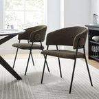 EEI-7045-JAV-BLK Nella Upholstered Heathered Chenille Dining Chairs Set of 2 by Modway