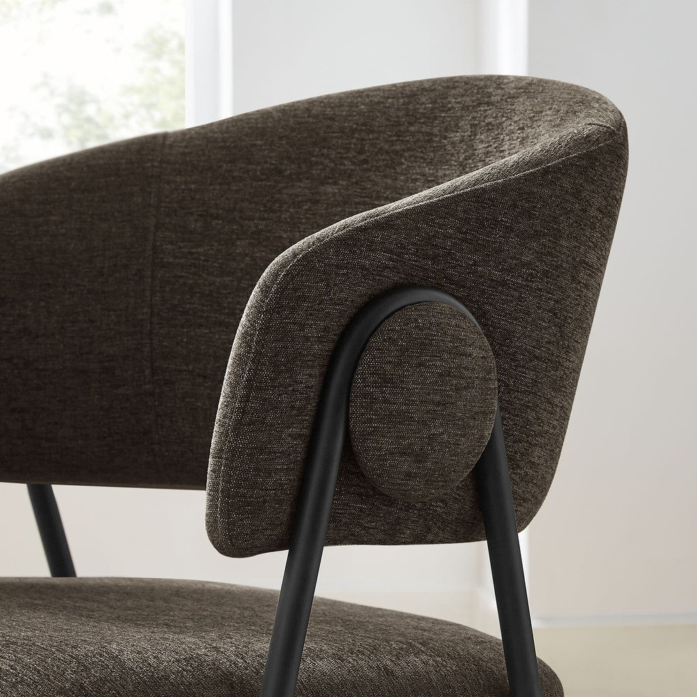 EEI-7045-JAV-BLK Nella Upholstered Heathered Chenille Dining Chairs Set of 2 by Modway