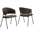 EEI-7045-JAV-BLK Nella Upholstered Heathered Chenille Dining Chairs Set of 2 by Modway