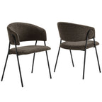 Modway EEI-7045-JAV-BLK Nella Upholstered Heathered Chenille Dining Chairs Set of 2 Java Black