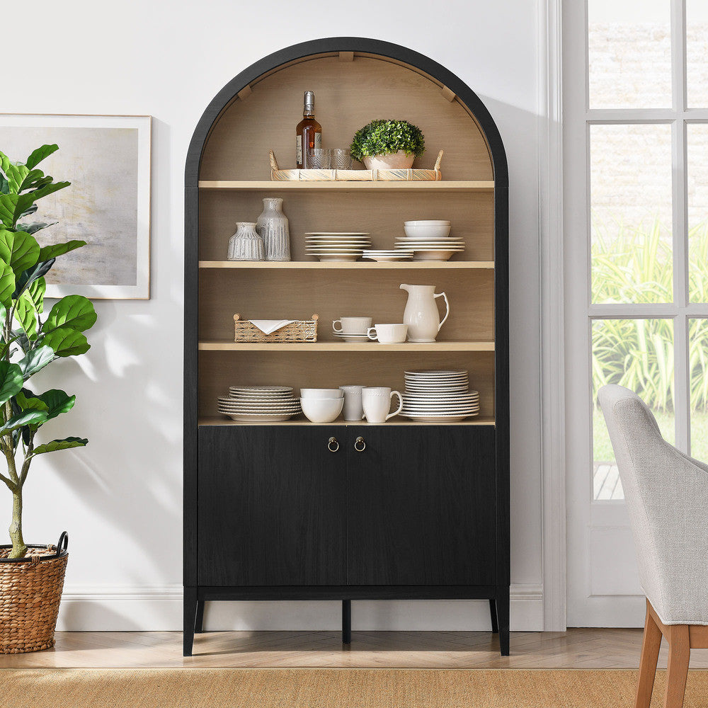 Modway Nolan 74" Tall Wide Arched Storage Display Cabinet Bookshelf by Modway-EEI-7169