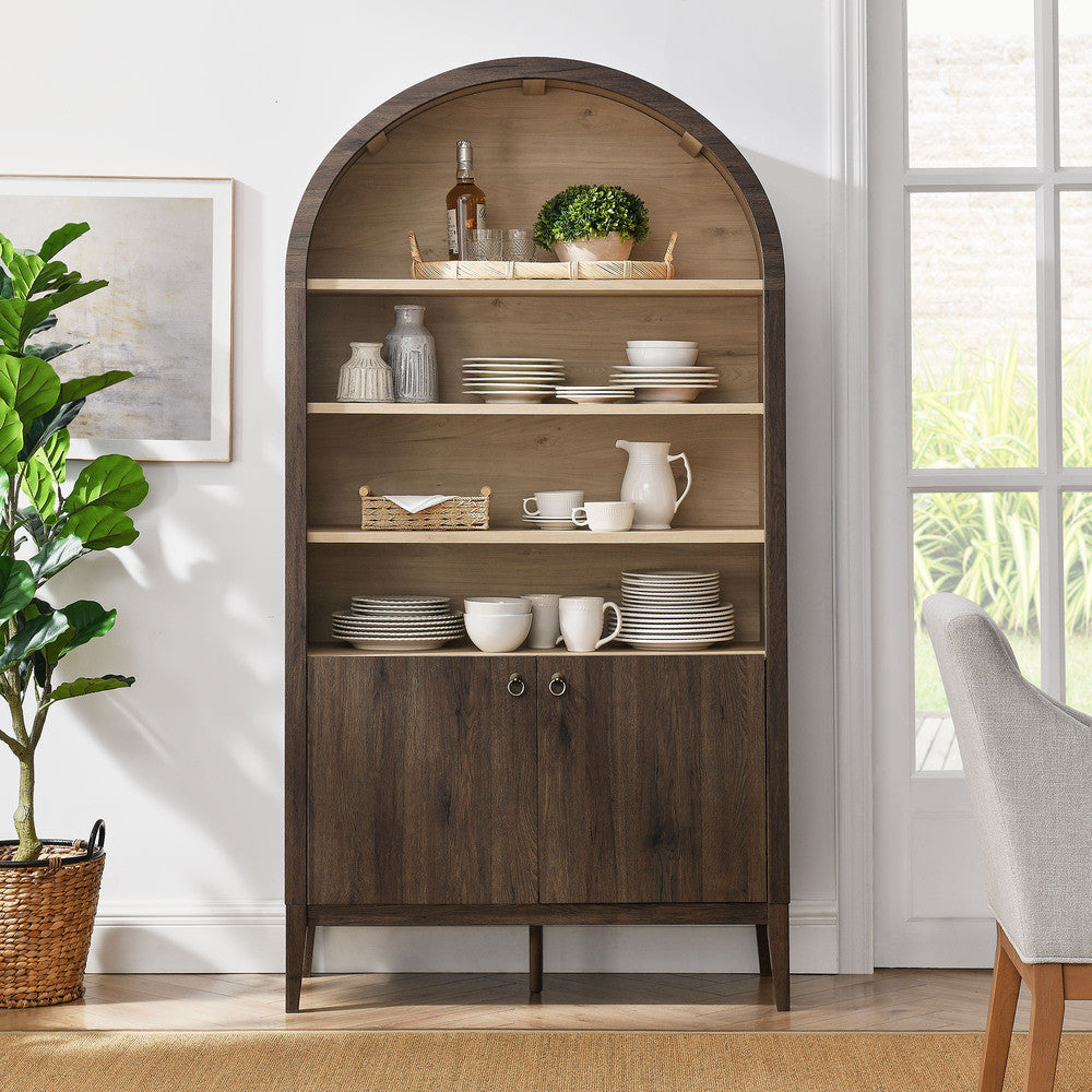 Modway Nolan 74" Tall Wide Arched Storage Display Cabinet Bookshelf by Modway-EEI-7169