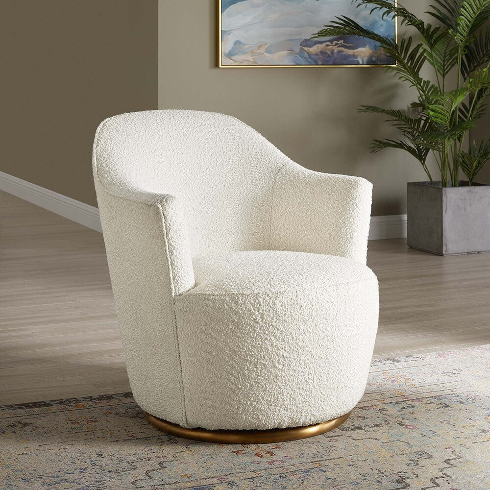 EEI-5311-WHI Nora Boucle Upholstered Swivel Chair by Modway