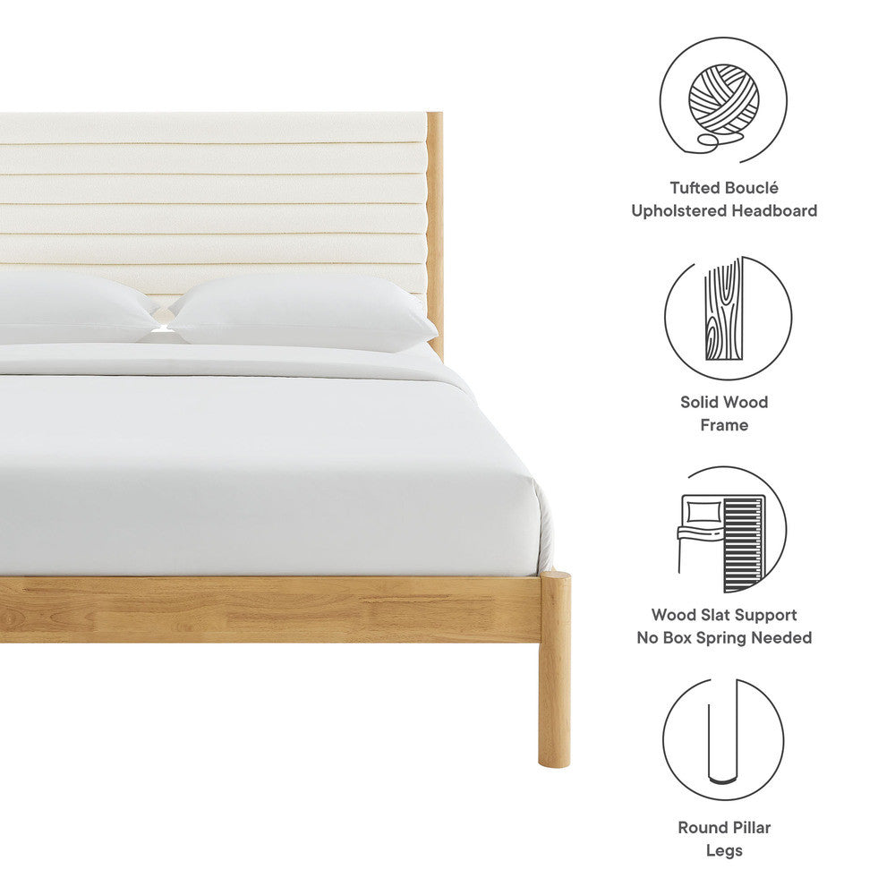 MOD-7199 Olea Channel Tufted Boucle Solid Wood King Platform Bed by Modway