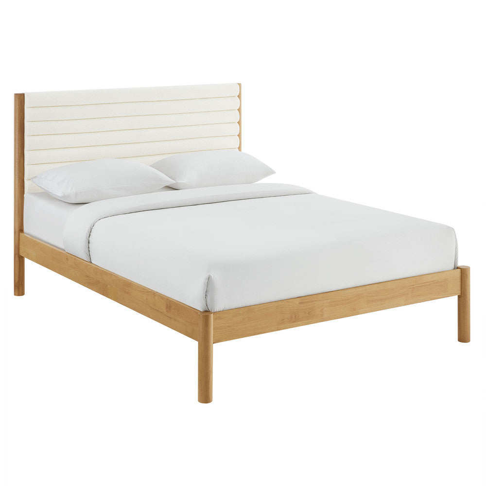 MOD-7199 Olea Channel Tufted Boucle Solid Wood King Platform Bed by Modway