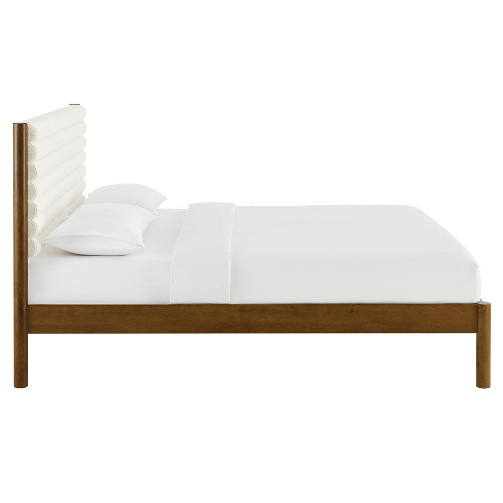 MOD-7199 Olea Channel Tufted Boucle Solid Wood King Platform Bed by Modway