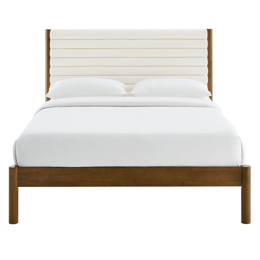 MOD-7199 Olea Channel Tufted Boucle Solid Wood King Platform Bed by Modway
