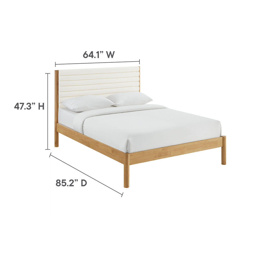 MOD-7198 Olea Channel Tufted Boucle Solid Wood Queen Platform Bed by Modway