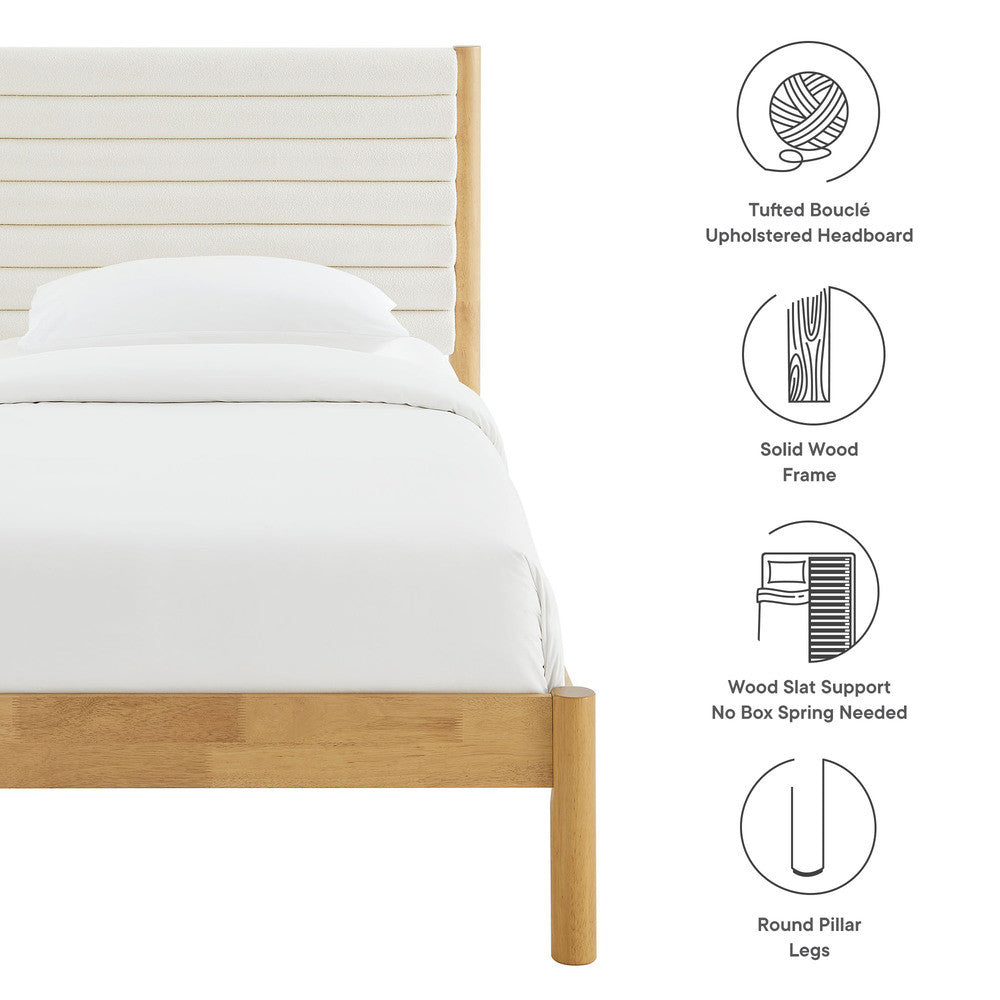 MOD-7196 Olea Channel Tufted Boucle Solid Wood Twin Platform Bed by Modway
