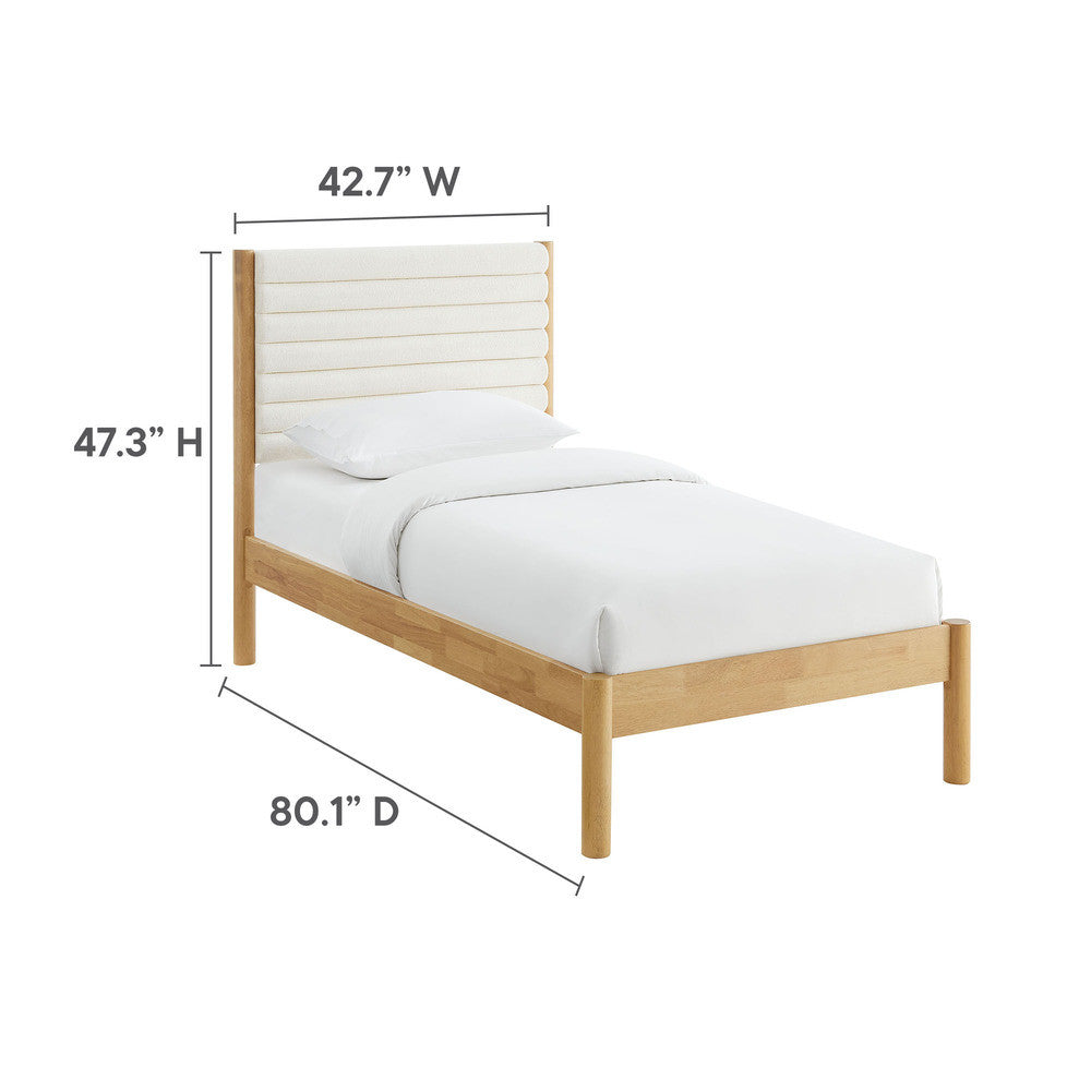 MOD-7196 Olea Channel Tufted Boucle Solid Wood Twin Platform Bed by Modway