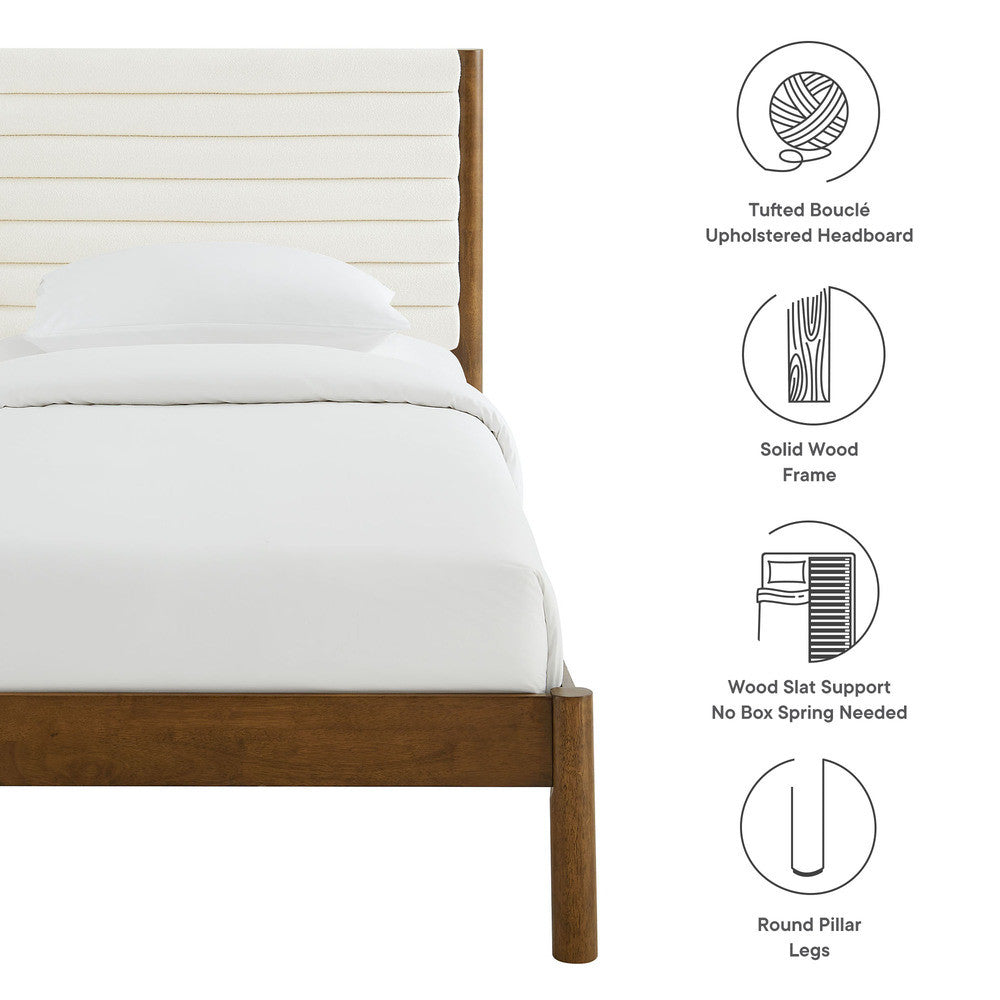 MOD-7196 Olea Channel Tufted Boucle Solid Wood Twin Platform Bed by Modway