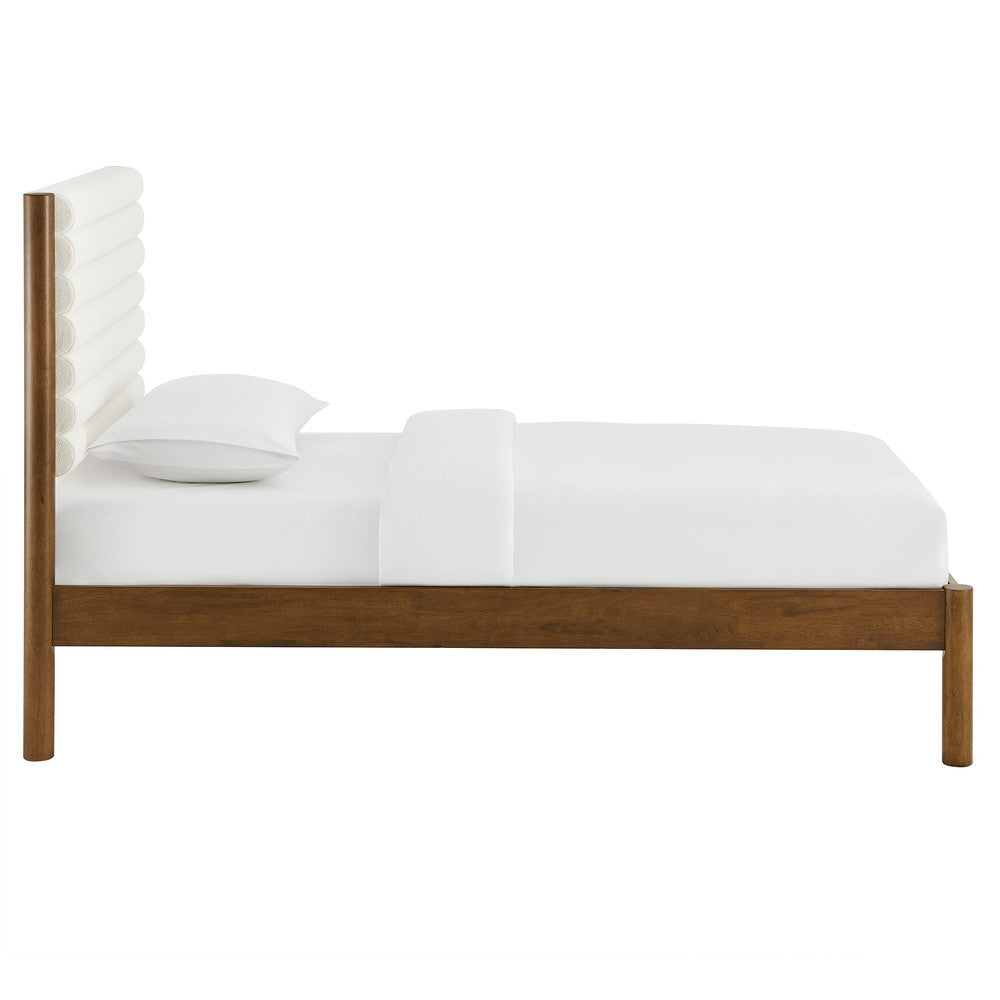 MOD-7196 Olea Channel Tufted Boucle Solid Wood Twin Platform Bed by Modway
