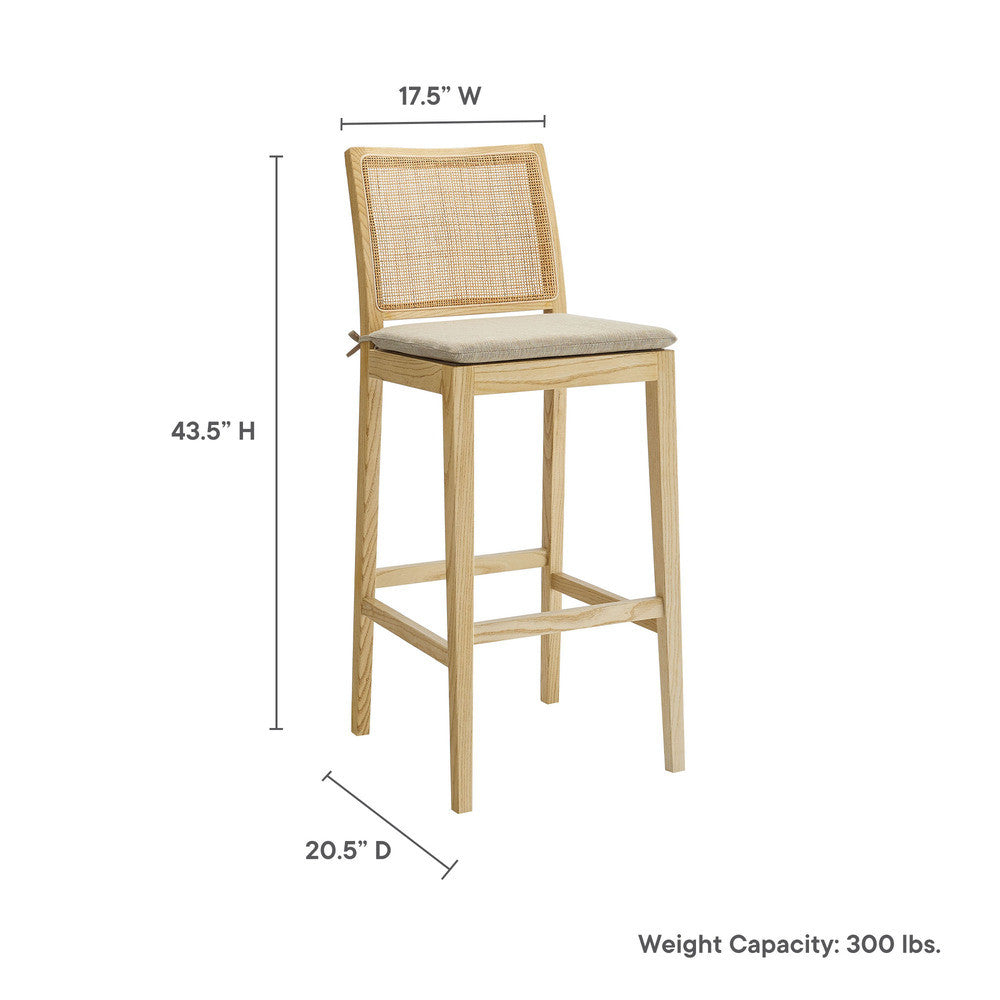 Modway Ovard Wood and Rattan Bar Stool by Modway-EEI-7289-NAT-BEI