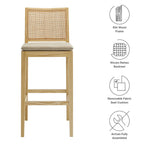 Modway Ovard Wood and Rattan Bar Stool by Modway-EEI-7289-NAT-BEI