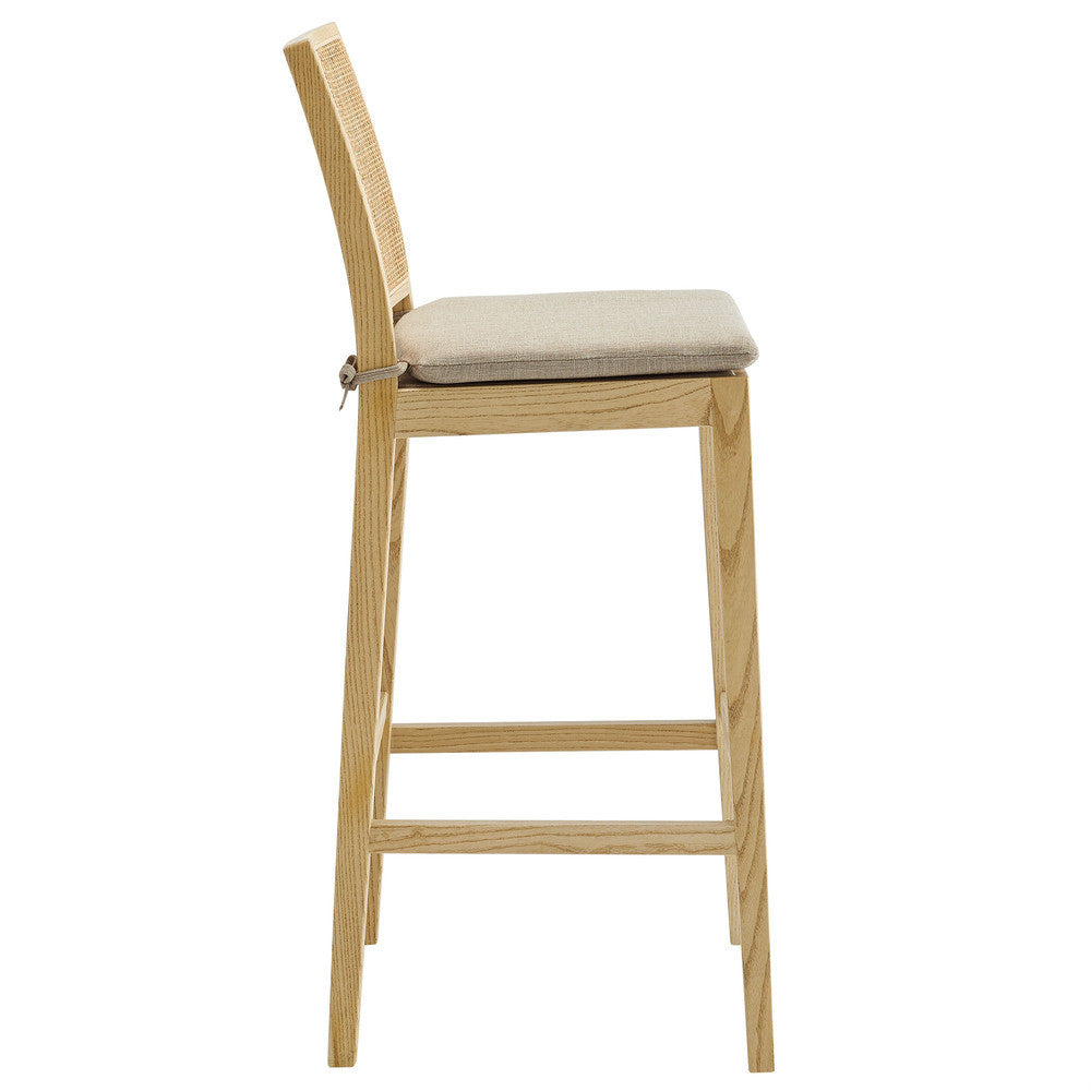 Modway Ovard Wood and Rattan Bar Stool by Modway-EEI-7289-NAT-BEI