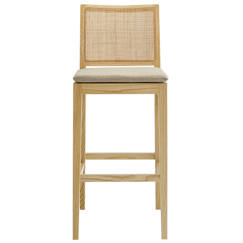 Modway Ovard Wood and Rattan Bar Stool by Modway-EEI-7289-NAT-BEI
