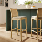 Modway Ovard Wood and Rattan Bar Stool by Modway-EEI-7289-NAT-BEI