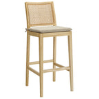 Modway Ovard Wood and Rattan Bar Stool by Modway-EEI-7289-NAT-BEI