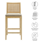 Modway Ovard Wood and Rattan Counter Stool by Modway-EEI-7290-NAT-BEI