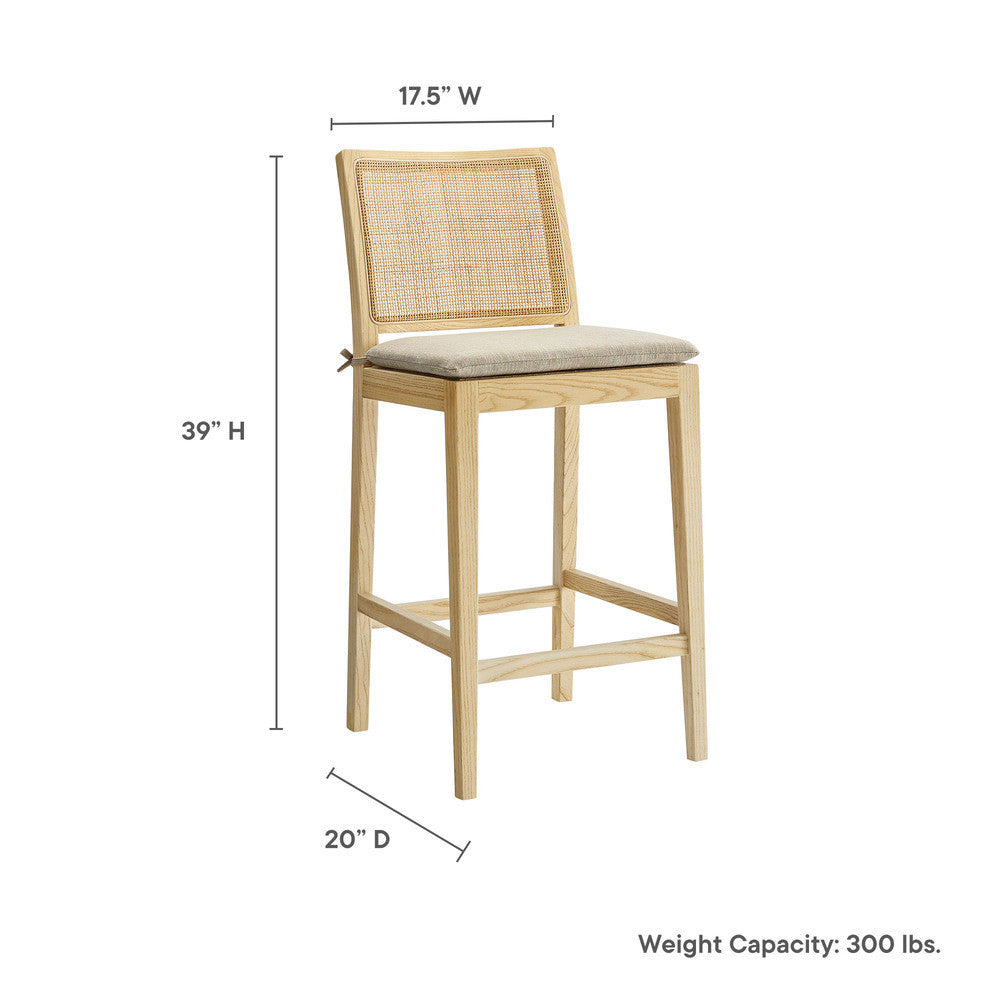 Modway Ovard Wood and Rattan Counter Stool by Modway-EEI-7290-NAT-BEI