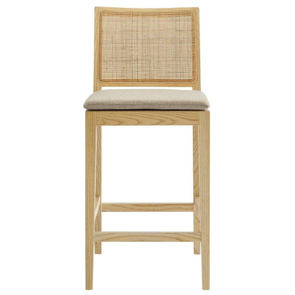 Modway Ovard Wood and Rattan Counter Stool by Modway-EEI-7290-NAT-BEI