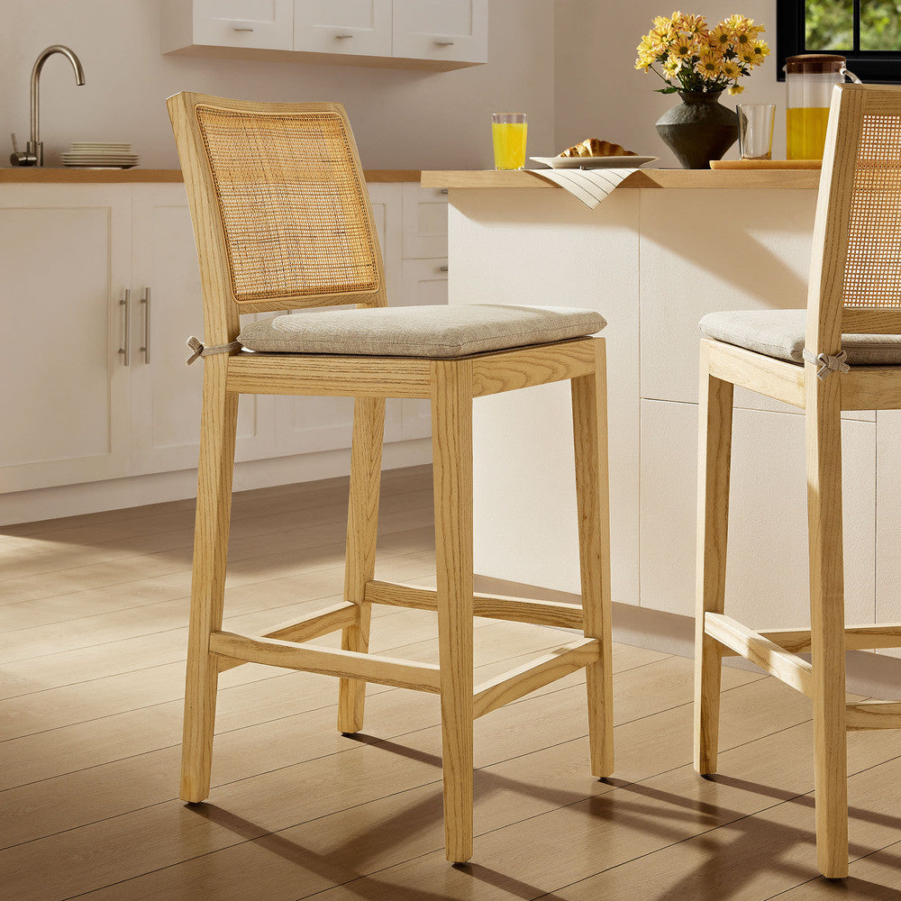 Modway Ovard Wood and Rattan Counter Stool by Modway-EEI-7290-NAT-BEI