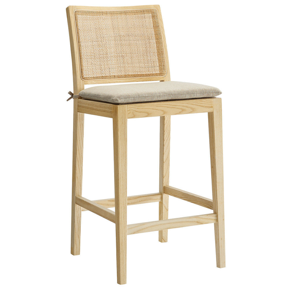 Modway Ovard Wood and Rattan Counter Stool by Modway-EEI-7290-NAT-BEI