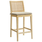 Modway EEI-7290-NAT-BEI Ovard Wood and Rattan Counter Stool Natural
