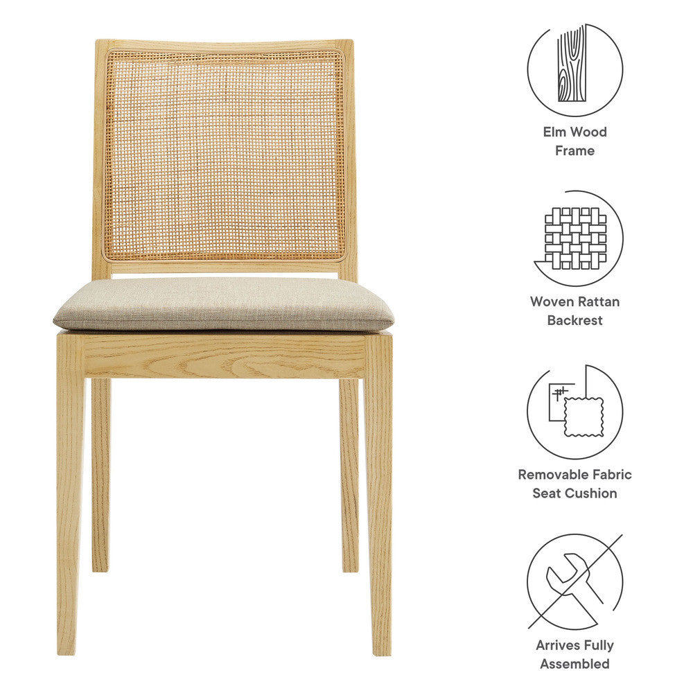 Modway Ovard Wood and Rattan Dining Chair by Modway-EEI-7288-NAT-BEI
